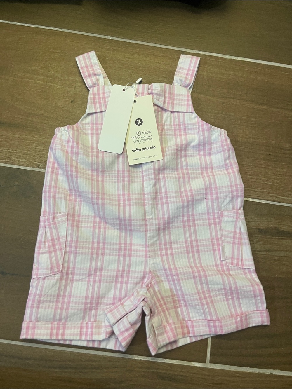 Carter's Pink and White Plaid Cotton Romper